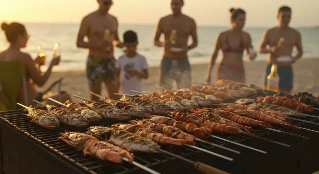 Churrasco de peixes e frutos do mar: tradição litorânea para o verão brasileiro