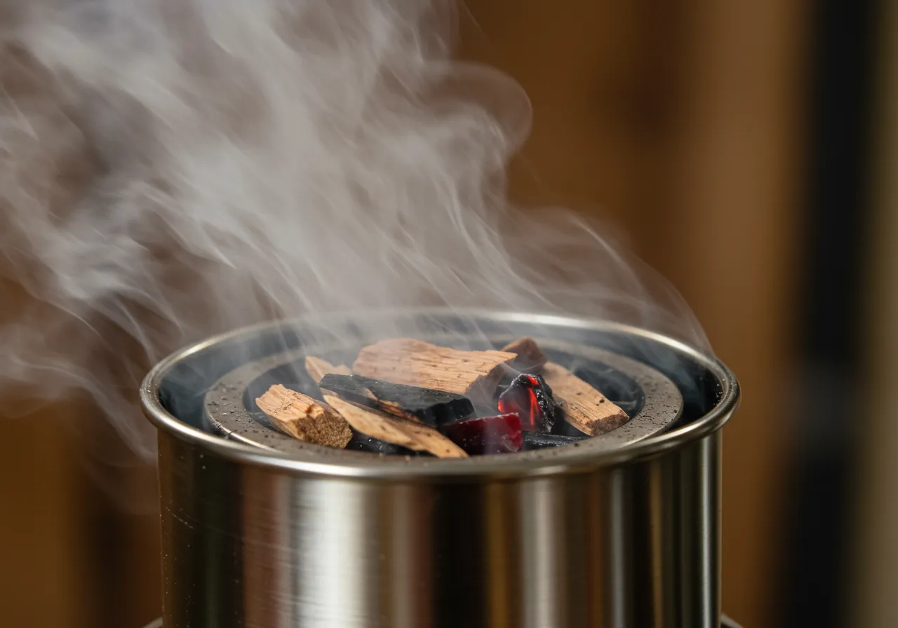 Prancha de madeira com diversos tipos de queijos após o processo de defumação a frio queijos.