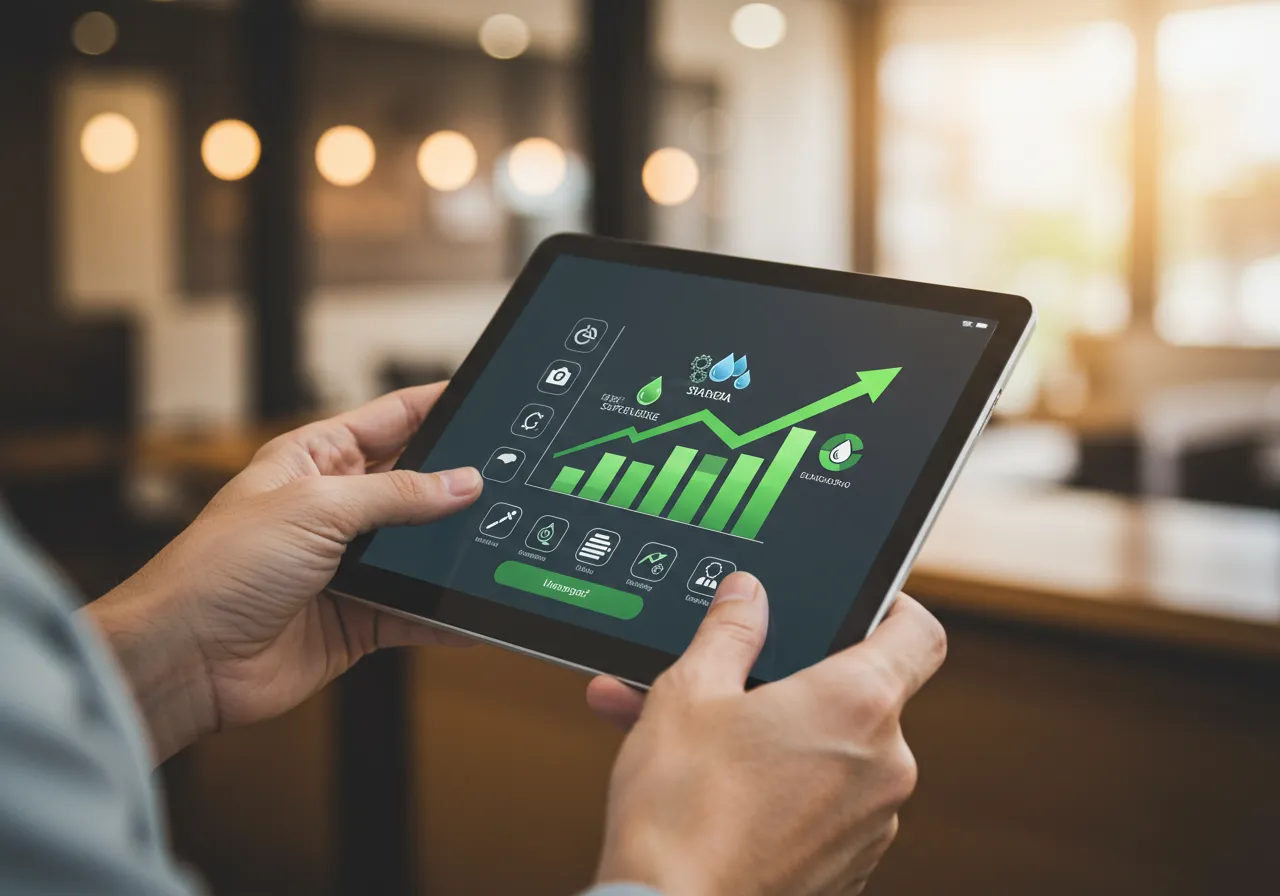 Gráfico demonstrando o crescimento do ROI sustentabilidade franquia através de práticas ecológicas.