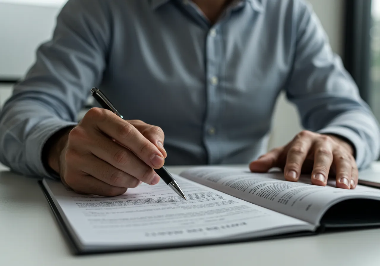 Empresário analisando contrato para garantir a segurança jurídica investimento franquia