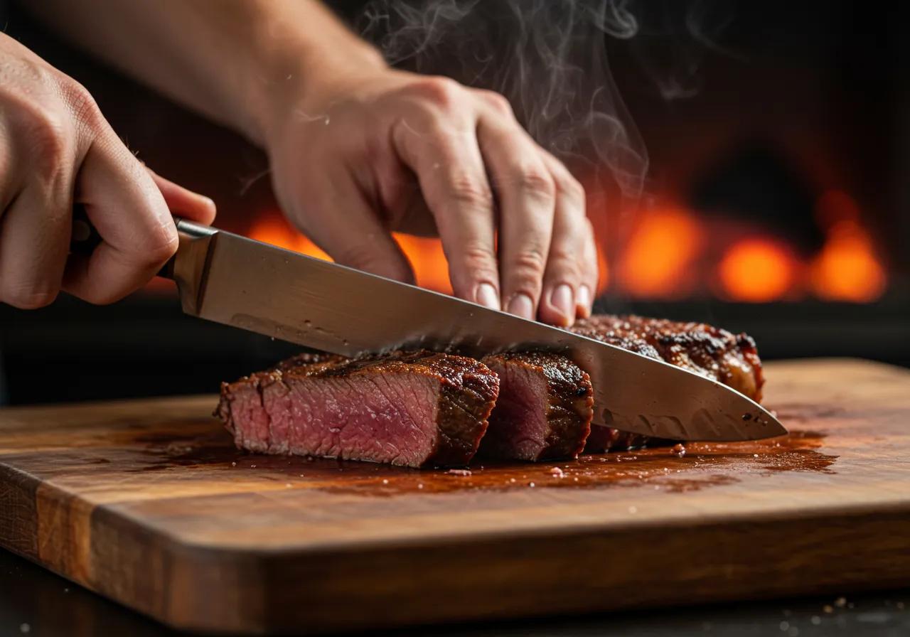 Detalhe de carnes na grelha, representando a cultura do churrasco no Brasil